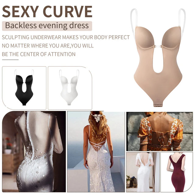 Viral Backless Bodysuit Shapewear for Women Built-in Bra